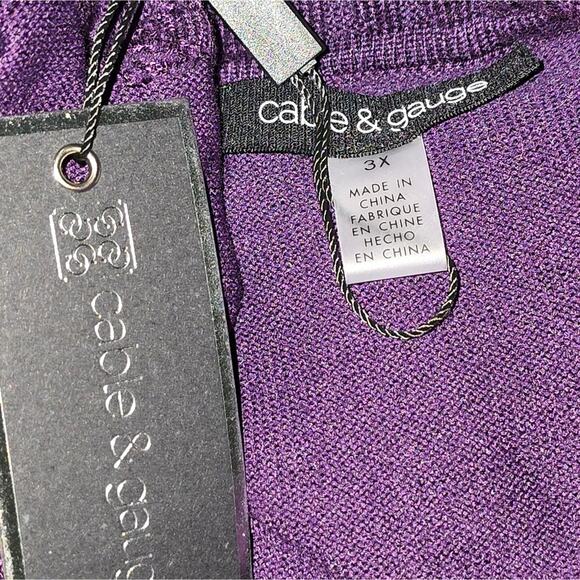 Cable & Gauge Purple Cowl Neck Women's Tunic Length Sweater Plus Size 3X New - Picture 6 of 6